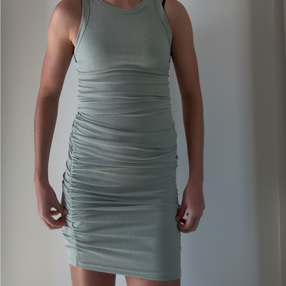Sleeveless Ribbed Dress in Green